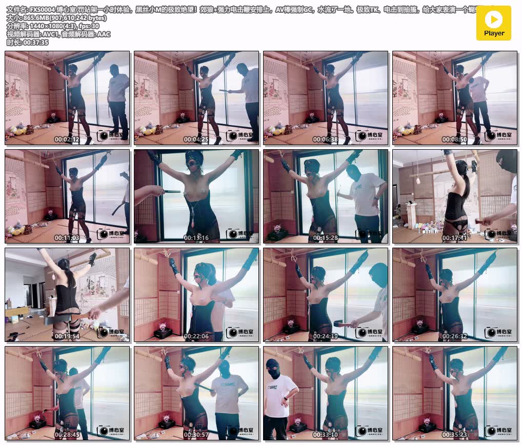 FXS0004 缚心室 罚站架一小时体验，黑丝小M的极致绝望！郊狼 强力电击鞭安排上，AV棒.jpg