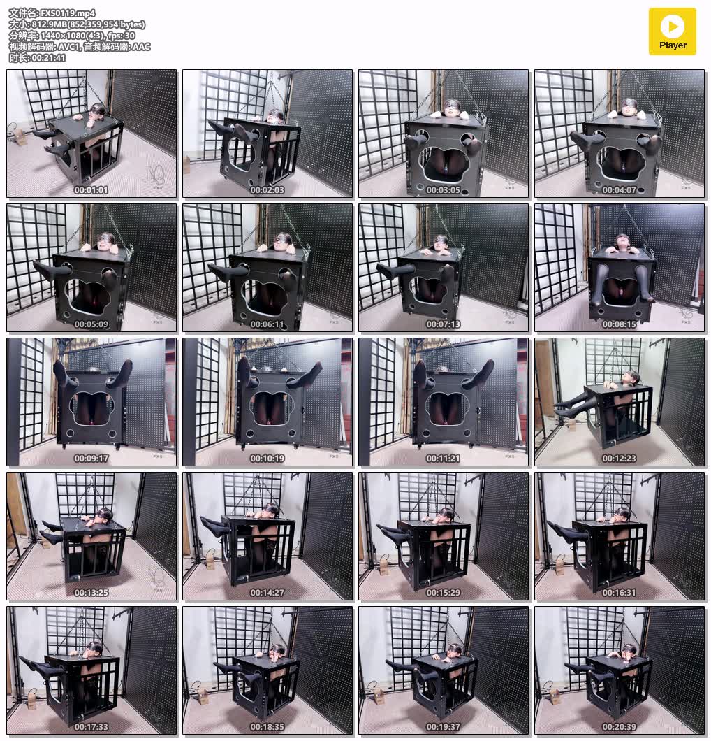 FXS0119【缚心室】80多斤女学生黑丝连体衣挑战吊笼束缚 啵啵贝失控模式 完全无助只能.jpg